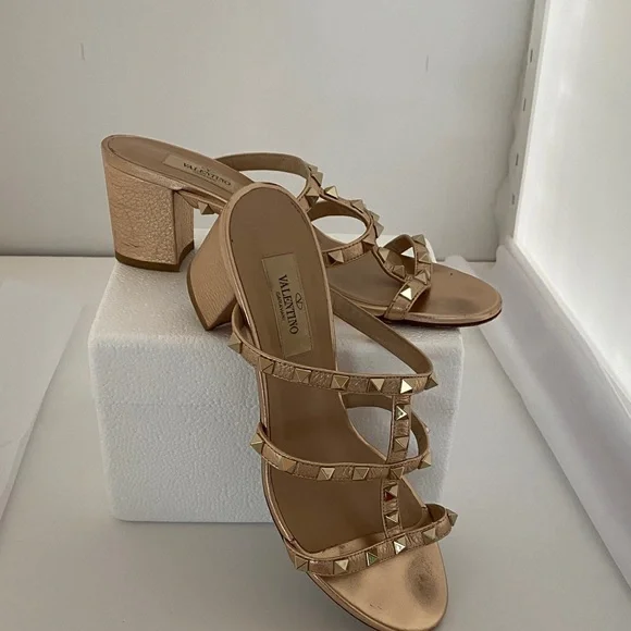 Valentino Gold Studded Heels - Picture 2 of 4